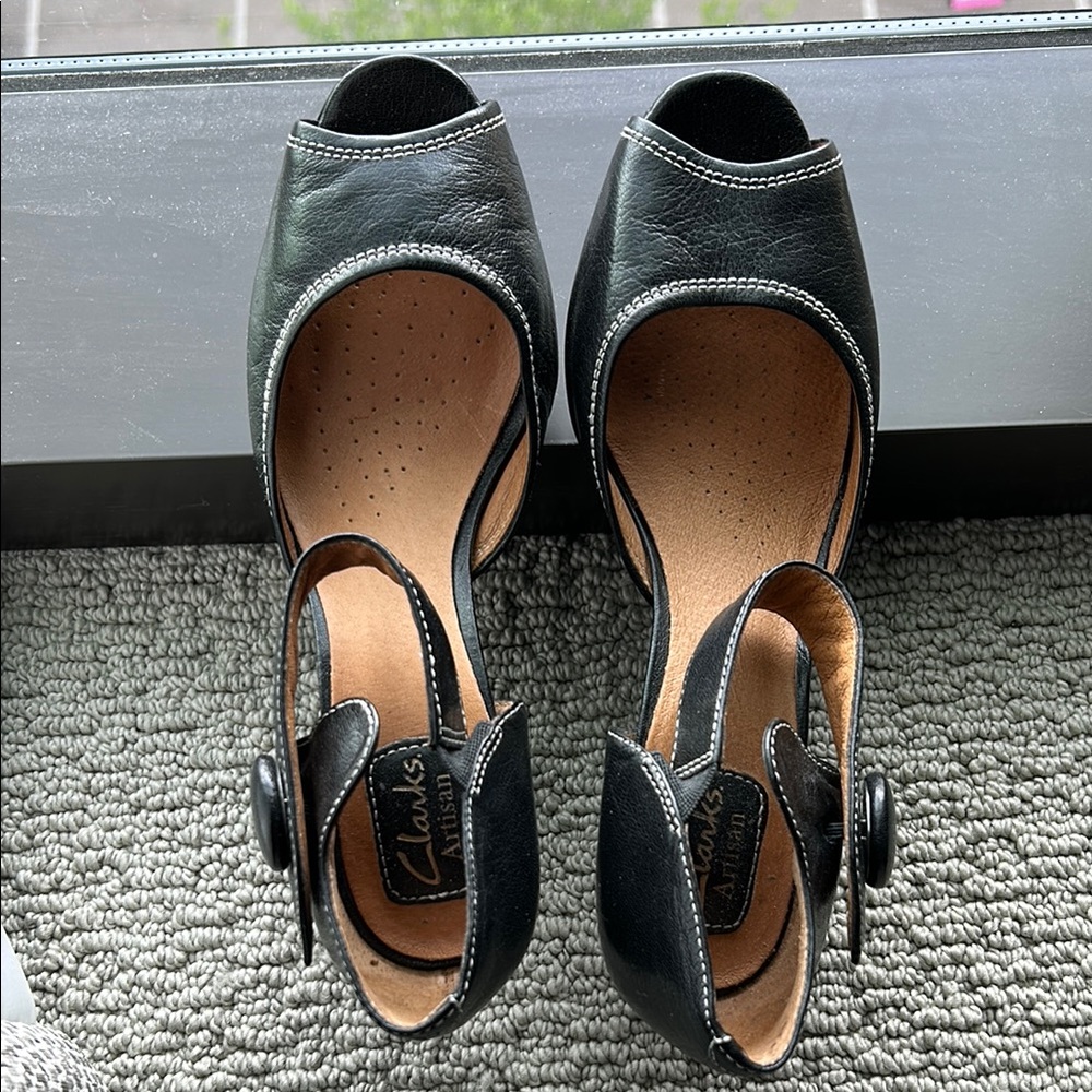 Clarks Black Women's Peep-Toe Shoes